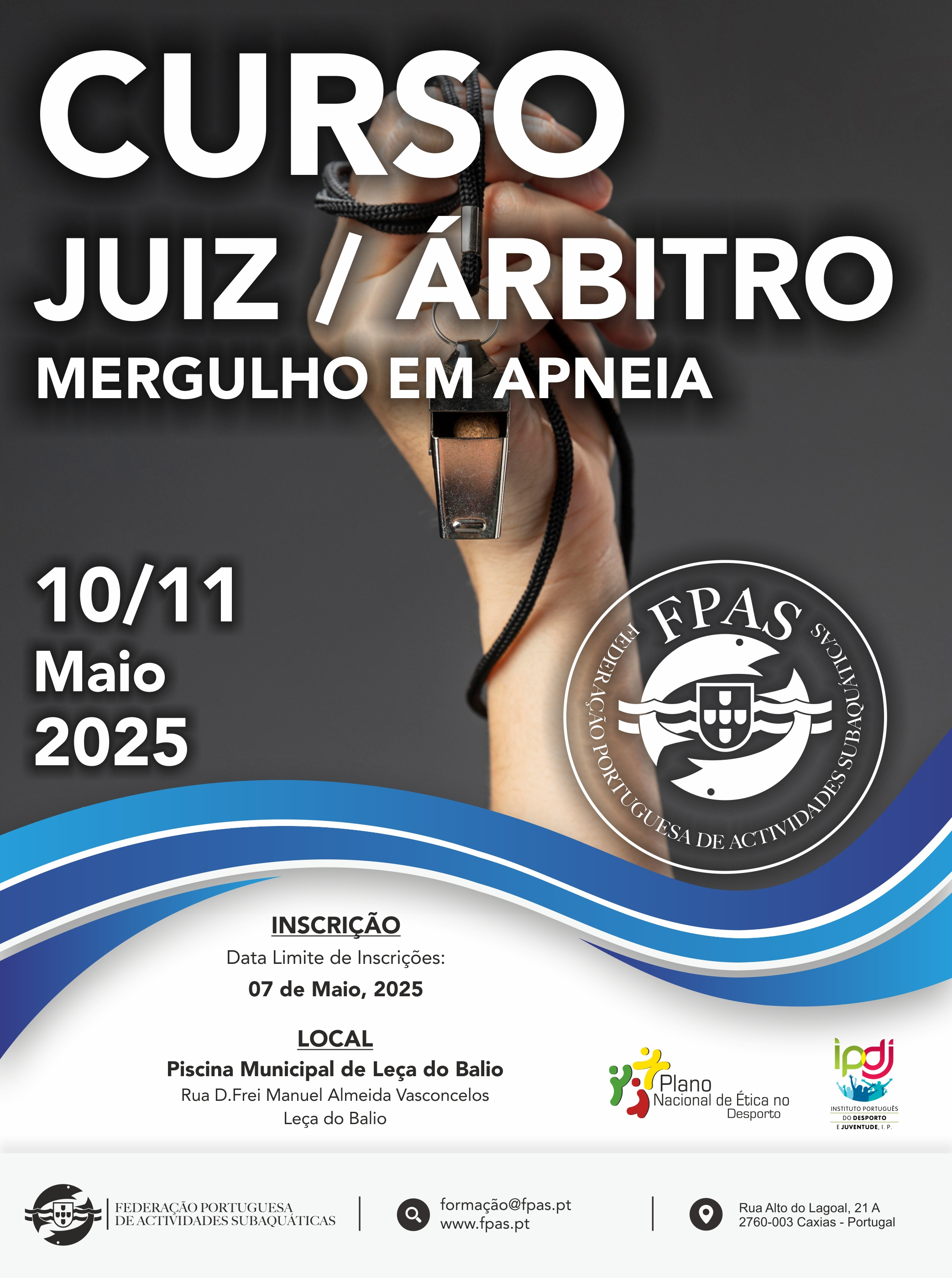 Curso Inicial de Juízes de Mergulho em Apneia - Maio 2025
